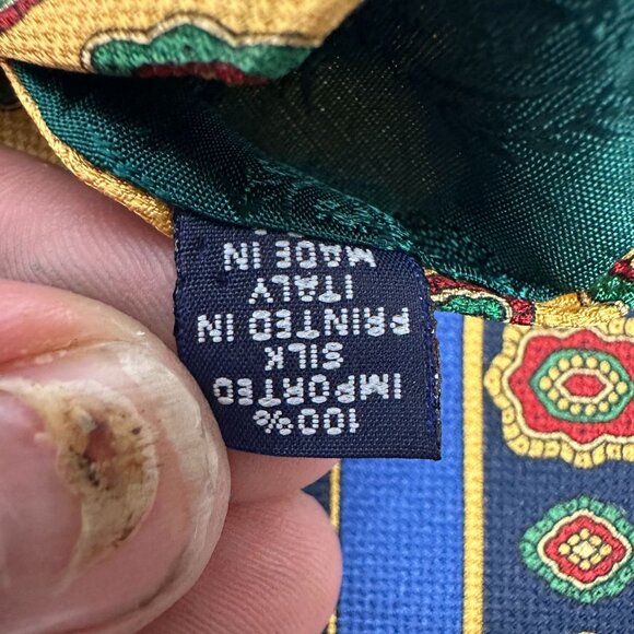 Tommy Hilfiger Silk Ties Blue & Yellow Geometric Patterns Made In Italy - Picture 3 of 5